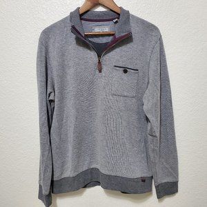 Ted Baker London  quarter zip pullover sweater gray cotton